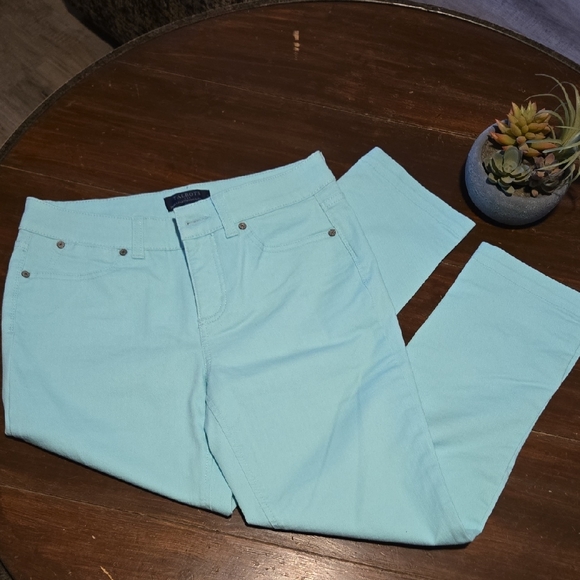 Talbots Denim - Talbots Simply Flattering Aqua/Mint Cropped Jeans #918